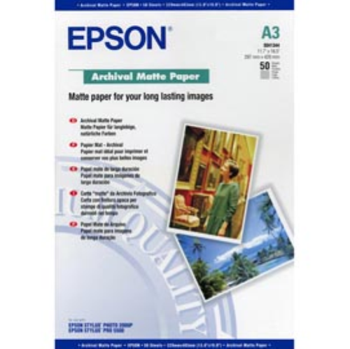 EPSON C13S041344 CARTA FOTOGRAFICA A3 PER STAMPANTI INKJET/LASER 189 gr/m2 50 FOGLI